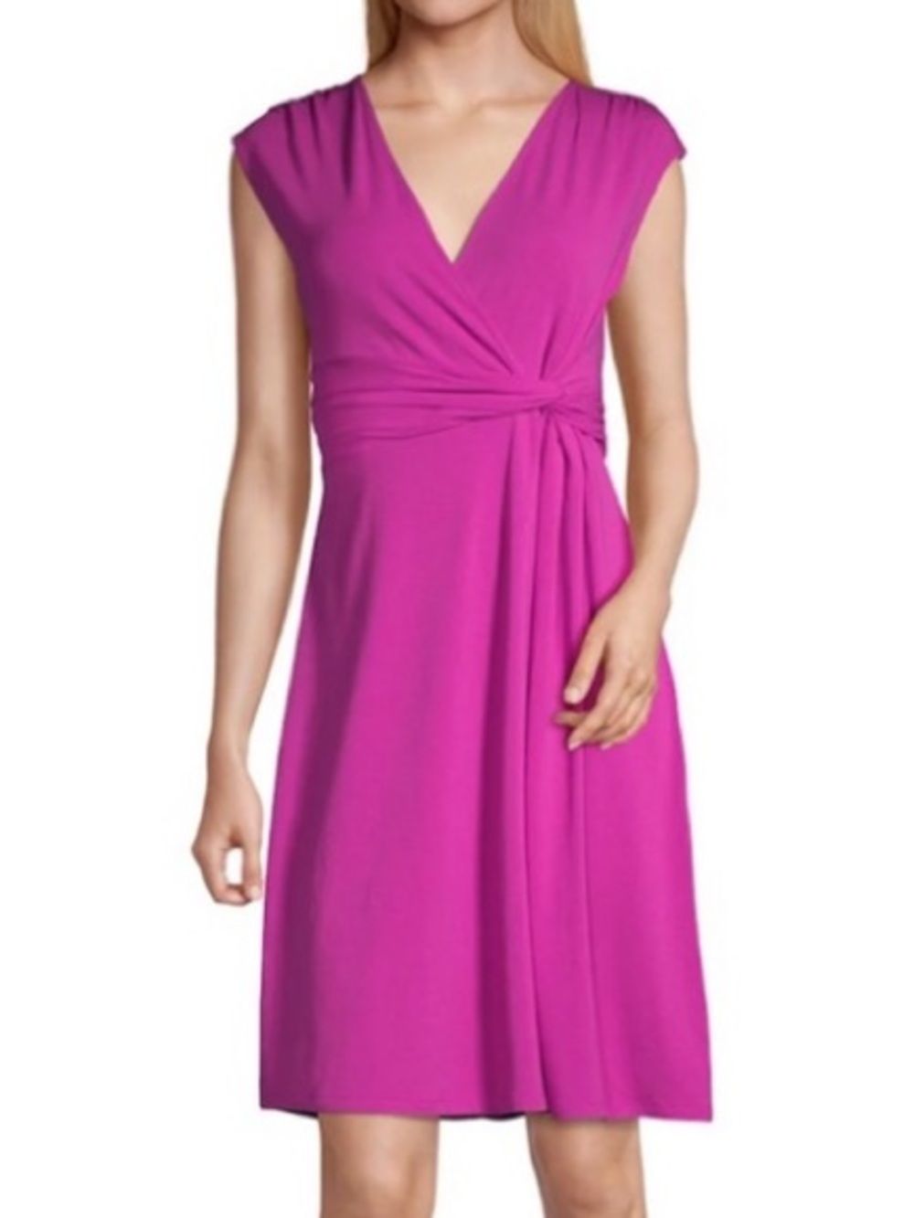 Lands' End Gathered Faux-Wrap Dress TALL